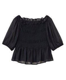 earth music&ecology ＳＥＴ２点フロッキードットブラウス＋スカート