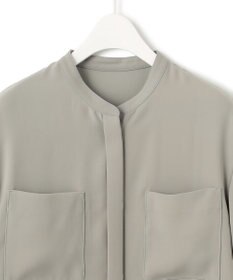 ICB 【UVカット・防シワ・洗える】ライトダブルクロス バンドカラーブラウス