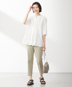 J.PRESS LADIES L 【WEB限定カラーあり・セットアップ対応・洗える・撥水・防汚】コットンFITTYシャーク テーパード パンツ