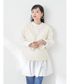 earth music&ecology ＳＥＴ２点Ｖネックベスト＋スタンドカラーチュニック