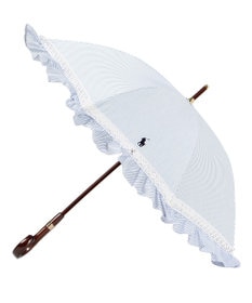 POLO RALPH LAUREN 晴雨兼用日傘 長傘 ストライプフリル／遮光 遮熱 UV 