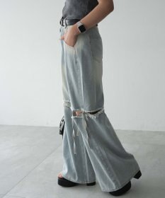 WEGO スリットダメージルーズデニム