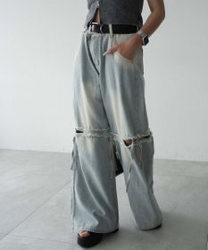 WEGO スリットダメージルーズデニム