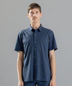 JOSEPH HOMME ブロークンヘリンボンジャージー　レギュラーカラー半袖シャツ