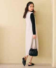 Feroux 【洗える】バイカラートリム ジャンパースカート