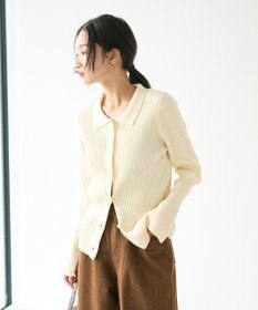 CRAFT STANDARD BOUTIQUE 襟付きニットコンパクトカーディガン