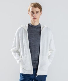 JOSEPH HOMME 【新柄】  ヴィスコースリンクス　ジップアップニットフーディー ホワイト系