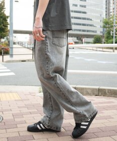 WEGO 【ユニセックス着用ITEM/SMLサイズ展開】ルーズテーパードデニムパンツ