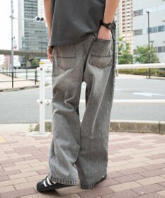 WEGO 【ユニセックス着用ITEM/SMLサイズ展開】ルーズテーパードデニムパンツ
