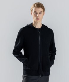 JOSEPH HOMME 【新柄】  ヴィスコースリンクス　ジップアップニットフーディー ブラック系