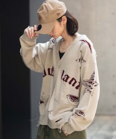 WEGO 【ユニセックス着用ITEM】ダメージジャガードカーディガン