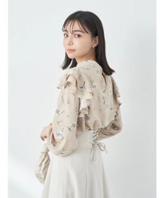 earth music&ecology フリルスリーブブラウス