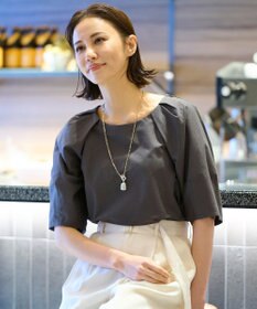 自由区 【XSサイズ~/洗える】ツイストプレインジャージー袖タック カットソー