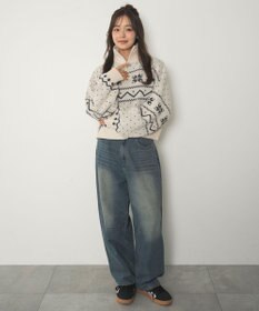 WEGO ノルディック柄ハーフジップニット