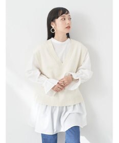 earth music&ecology ＳＥＴ２点Ｖネックベスト＋スタンドカラーチュニック