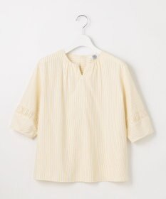 J.PRESS LADIES 【WEB限定・洗える】ストライプ キーネック ブラウス