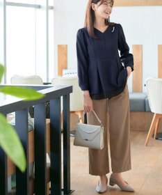 Tiaclasse L 【日本製・洗える】ジョーゼットニットワイドパンツ