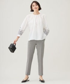 自由区 L 【洗える】シアーエンブロイダリープルオーバー ブラウス