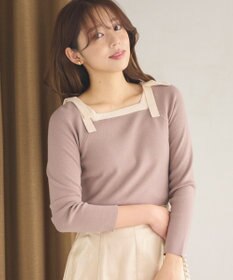 Feroux 【洗える】ショルダーリボン プルオーバーニット