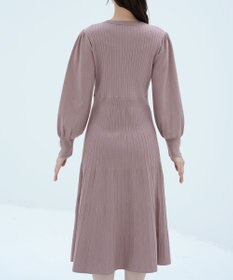 Tiaclasse L リブニットパフスリーブワンピース