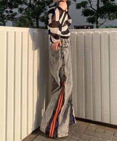 WEGO 【ユニセックス着用ITEM】ジャージドッキングZIPデニムパンツ