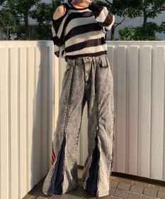 WEGO 【ユニセックス着用ITEM】ジャージドッキングZIPデニムパンツ