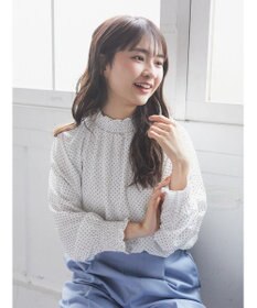 earth music&ecology シャーリングネックブラウス