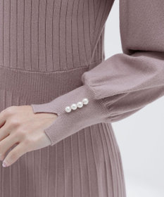 Tiaclasse L リブニットパフスリーブワンピース