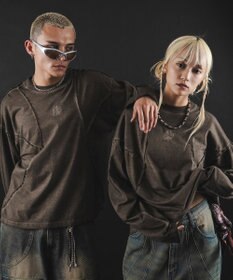 WEGO 【ユニセックス着用ITEM】MA55IVE　コールドダイスウィッチングロゴT（LS）