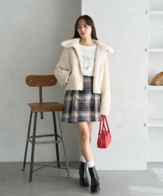 earth music&ecology リバーシブルフェイクムートンショートブルゾン