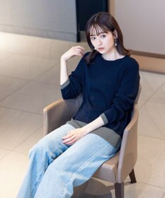 Tiaclasse 【新色追加・洗える】配色スリットニット