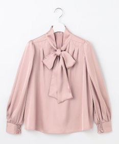 Feroux 【洗える】サテン ボウタイブラウス