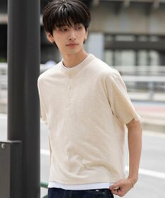 WEGO 【ユニセックス着用ITEM/MLサイズ展開】フェイクレイヤードヘンリーネックT（SS）