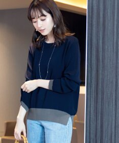 Tiaclasse 【新色追加・洗える】配色スリットニット