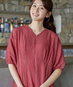 Tiaclasse L 【新色追加】ワッフルVネックワンピース