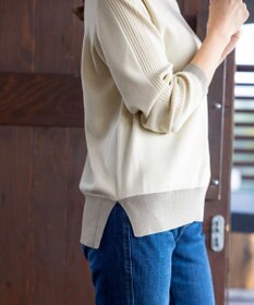 Tiaclasse 【新色追加・洗える】配色スリットニット