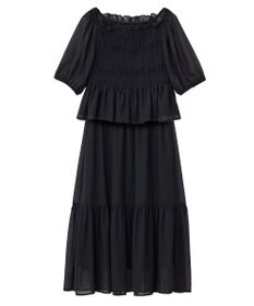 earth music&ecology ＳＥＴ２点フロッキードットブラウス＋スカート