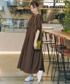 Tiaclasse L 【新色追加】ワッフルVネックワンピース