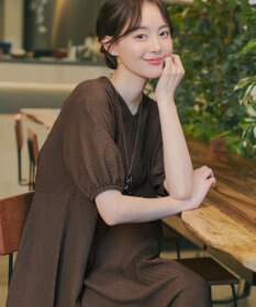 Tiaclasse L 【新色追加】ワッフルVネックワンピース