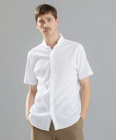 JOSEPH HOMME トライジャガードストレッチ   ウイングカラー半袖シャツ