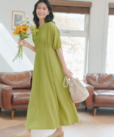 Tiaclasse L 【新色追加】ワッフルVネックワンピース