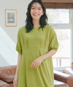 Tiaclasse L 【新色追加】ワッフルVネックワンピース