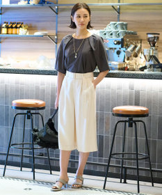 自由区 【XSサイズ~/洗える】ツイストプレインジャージー袖タック カットソー