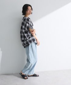 Green Parks 綿麻混フレンチスリーブスキッパーシャツ