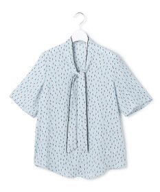 ICB L 【新色追加】BackSatinAmunzen 5分袖配色ボウタイブラウス