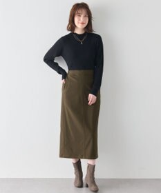 ANY L 【手洗い可/ウエストゴム】裏起毛ハイストレッチタイトスカート