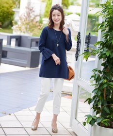 Tiaclasse L 【洗える】ミラノリブ編みのフレア袖ニットチュニック