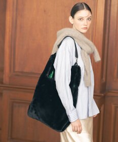 LeSportsac FUR SHOULDER TOTE/ブラックフラッフィーファー