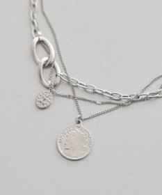 earth music&ecology 【ステンレス】コインモチーフ３連ネックレス