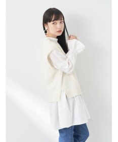 earth music&ecology ＳＥＴ２点Ｖネックベスト＋スタンドカラーチュニック